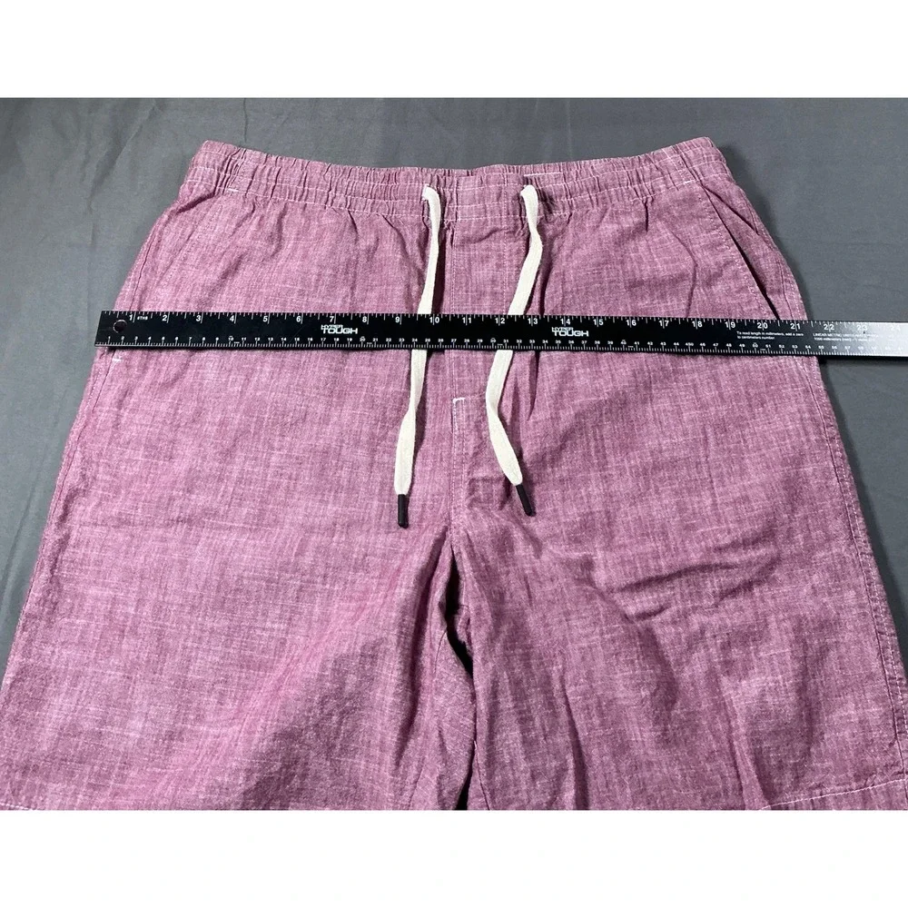 Banana Republic Mens Large Burgundy Cotton Chambray Drawstring Shorts Elastic